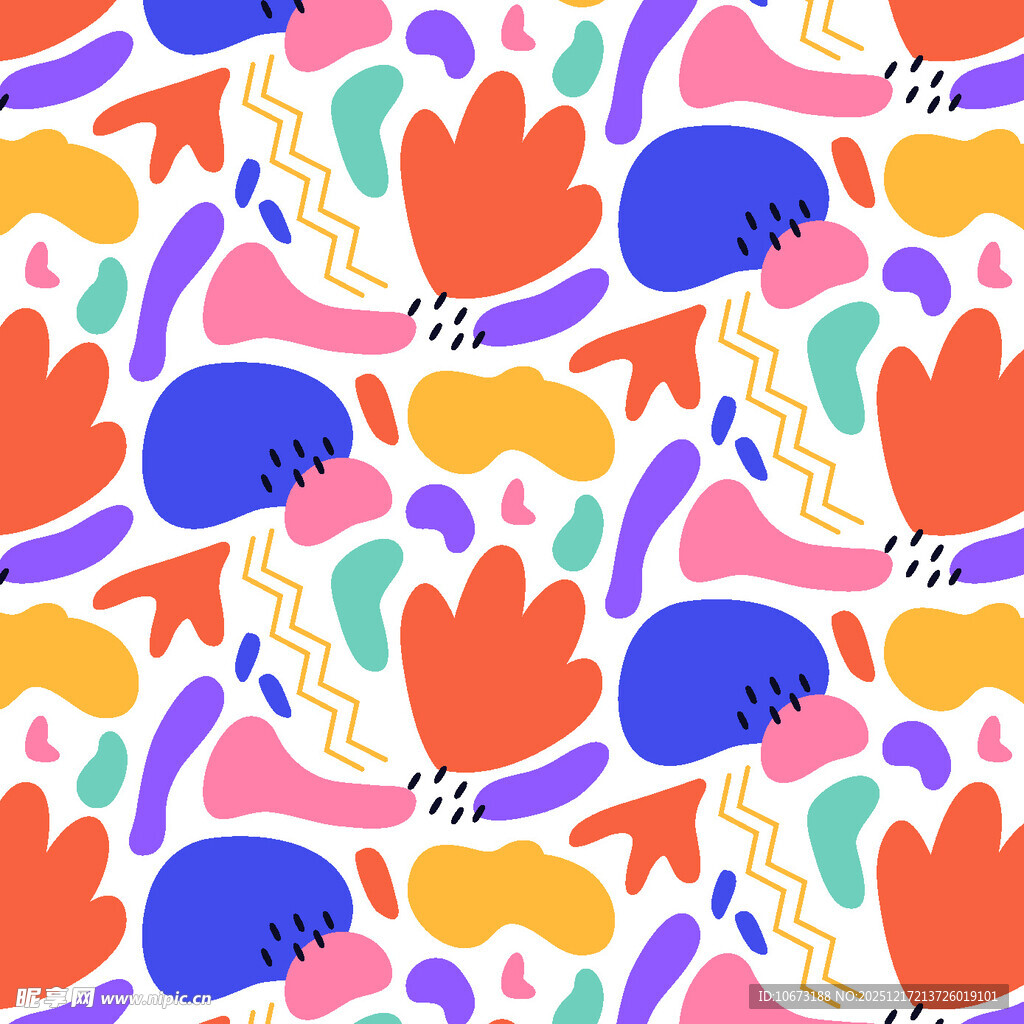 多彩抽象几何植物图案