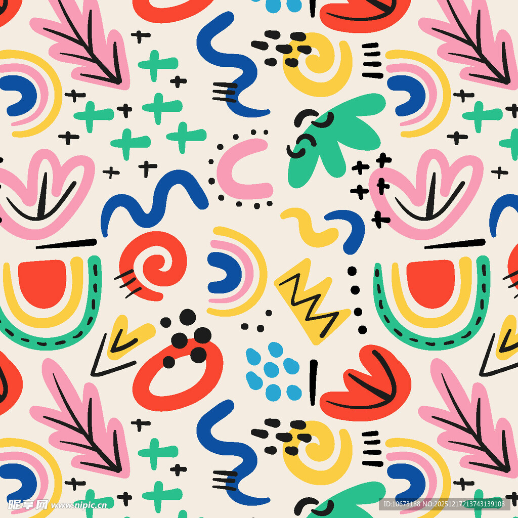 多彩抽象几何植物图案背景