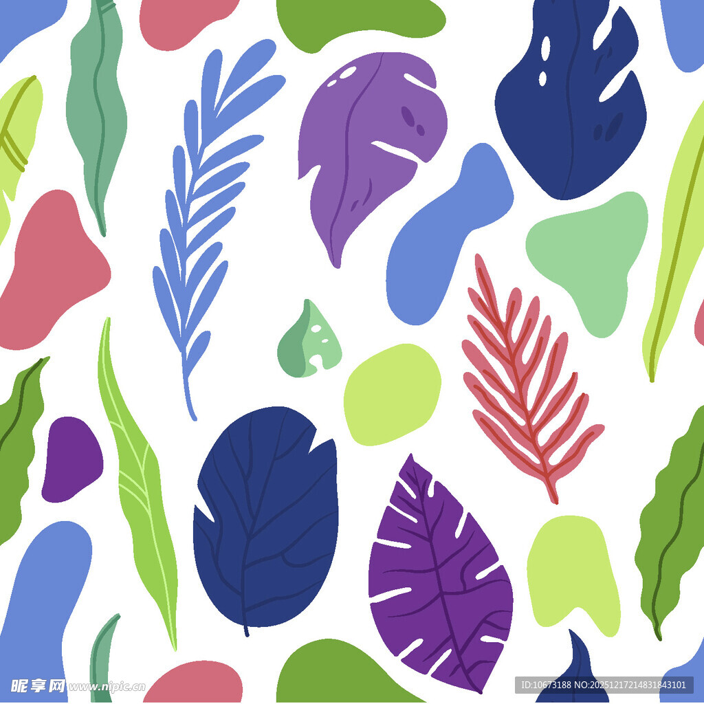 多彩植物叶片图案设计