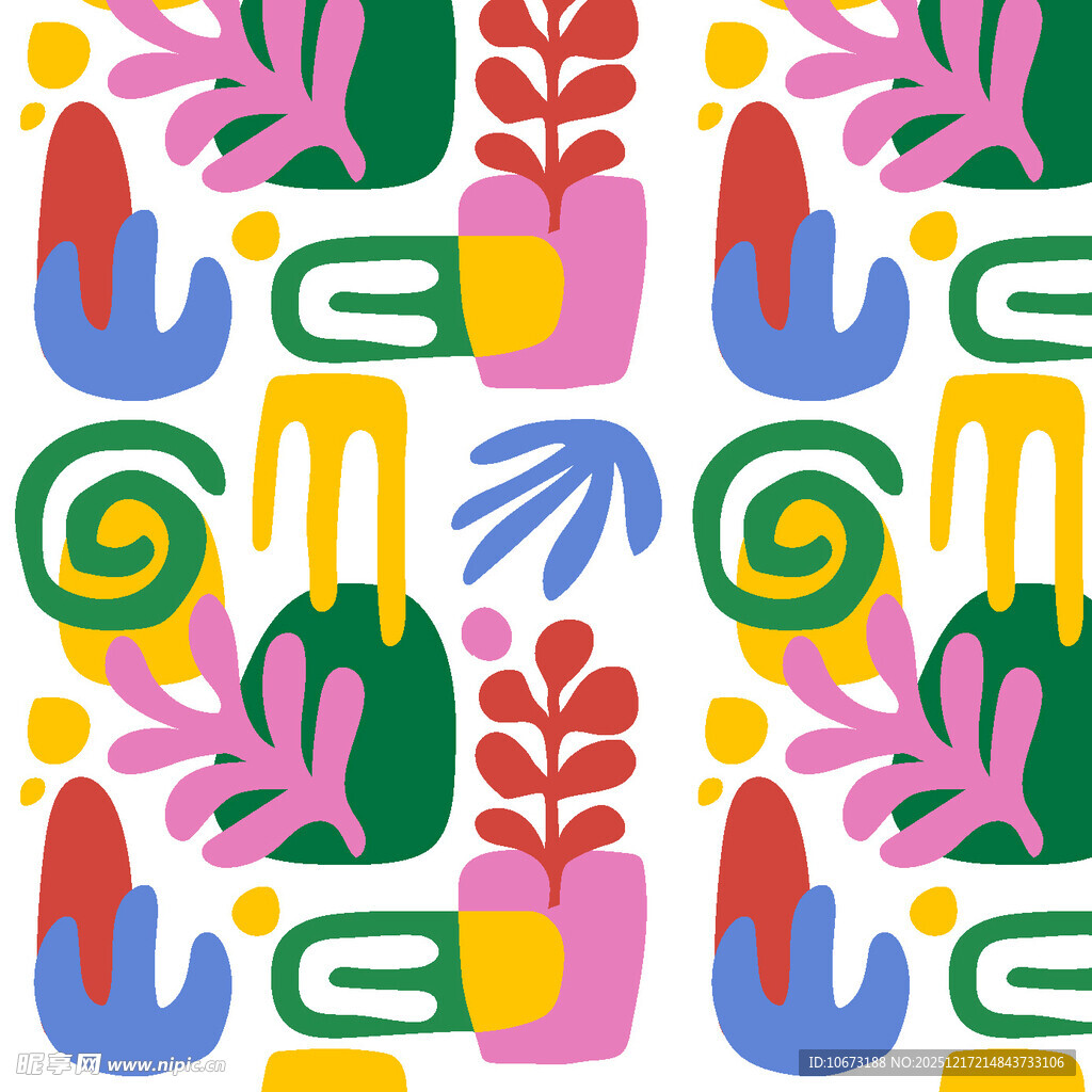 多彩抽象植物图案背景