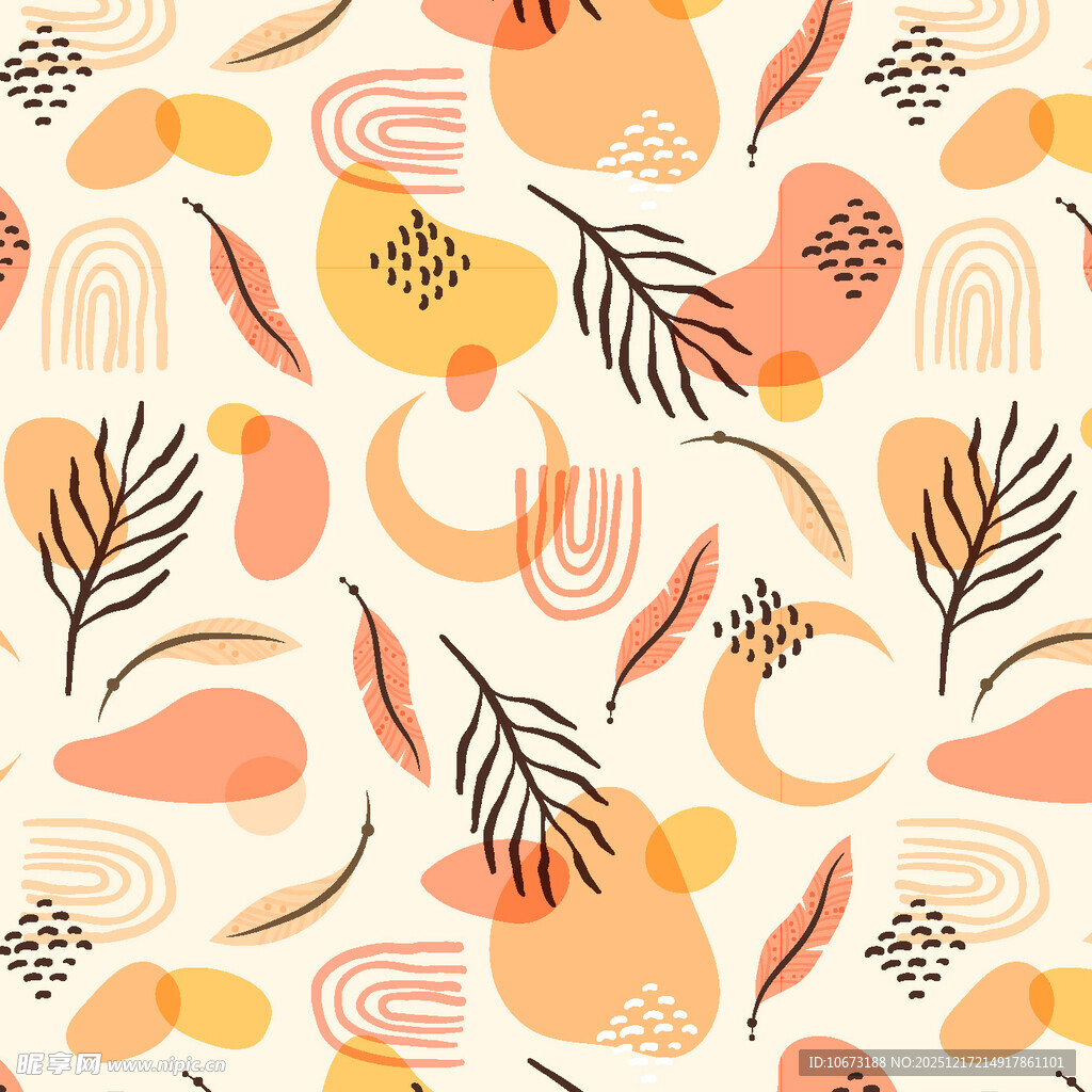 抽象几何植物图案背景