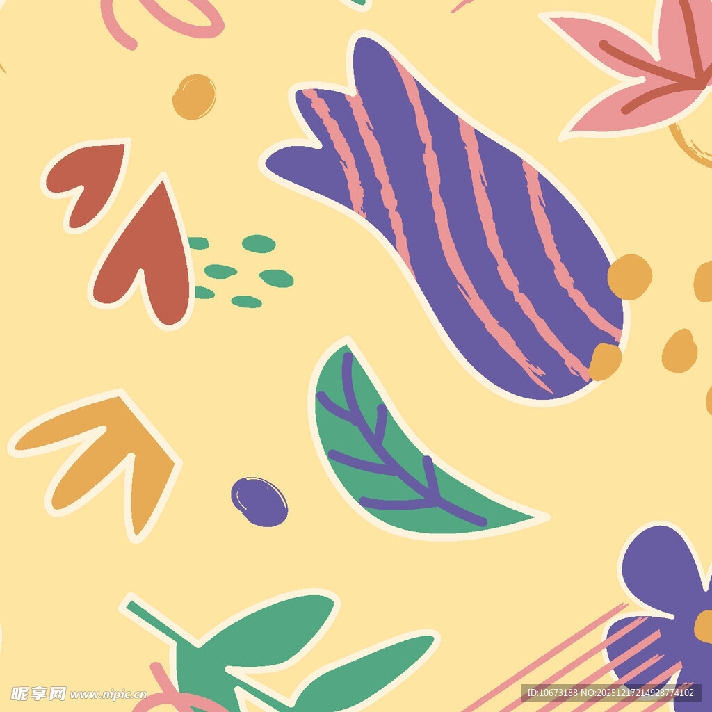 多彩动植物抽象图案设计