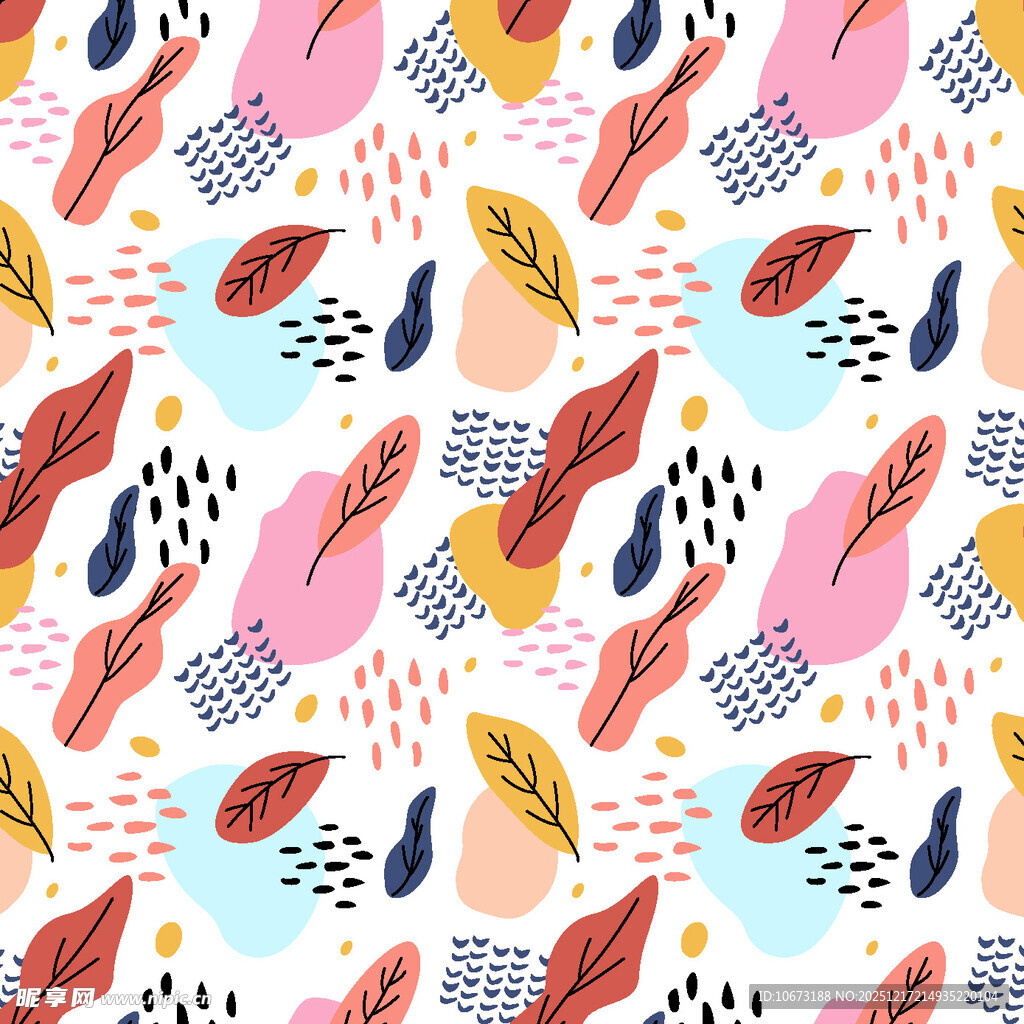 多彩手绘植物图案背景