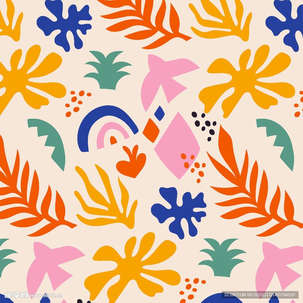 多彩几何植物图案背景