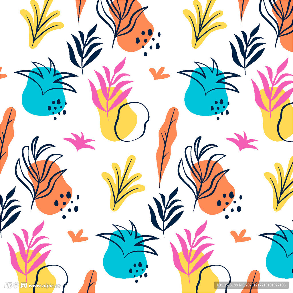 多彩植物图案背景