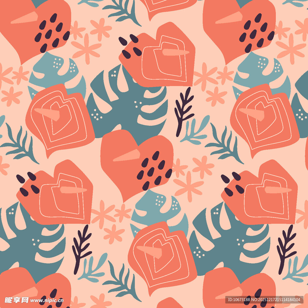 花卉心形图案背景纹理