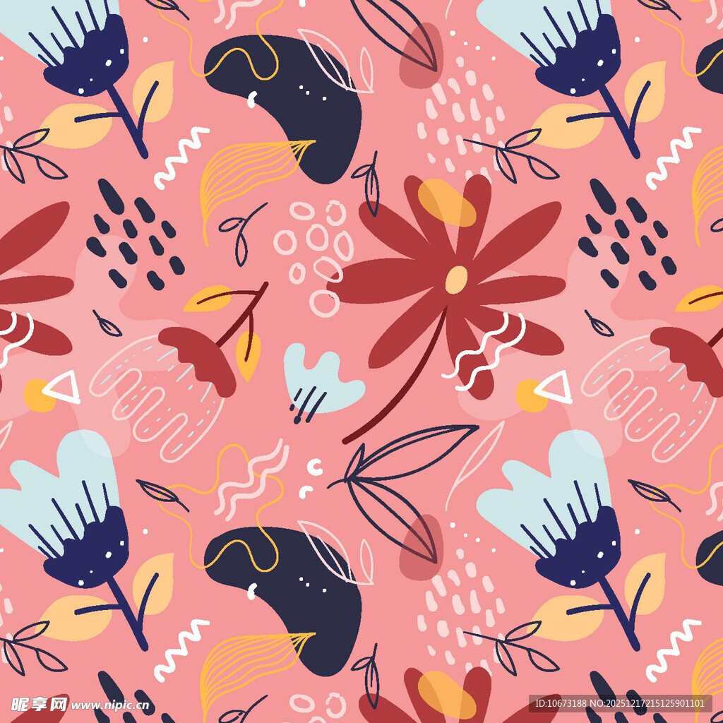 粉色花卉动物图案背景
