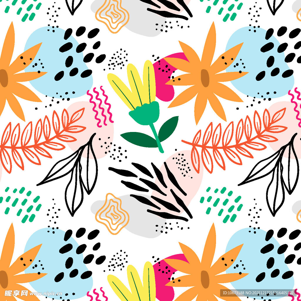 多彩花卉几何图案背景