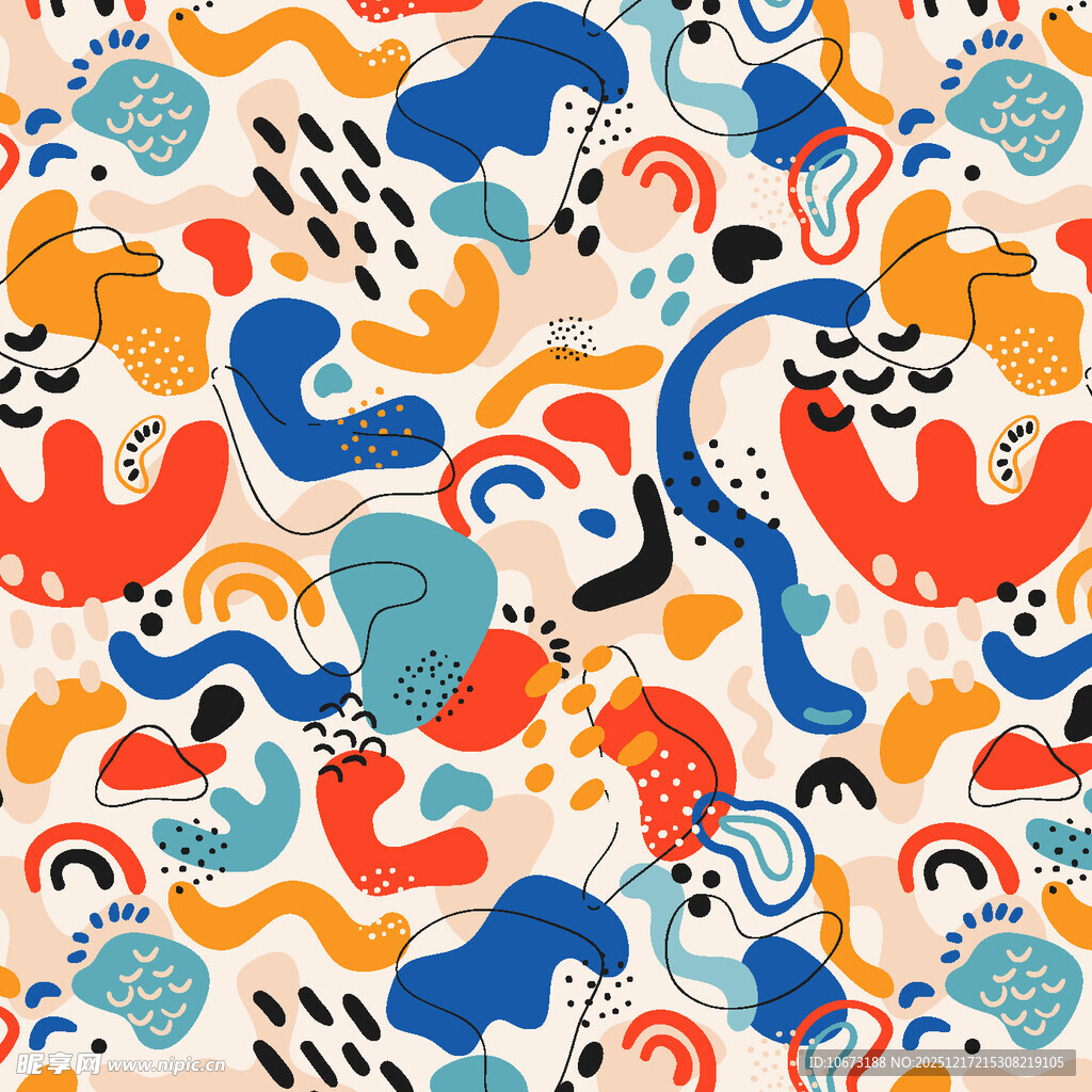 多彩抽象卡通图案背景