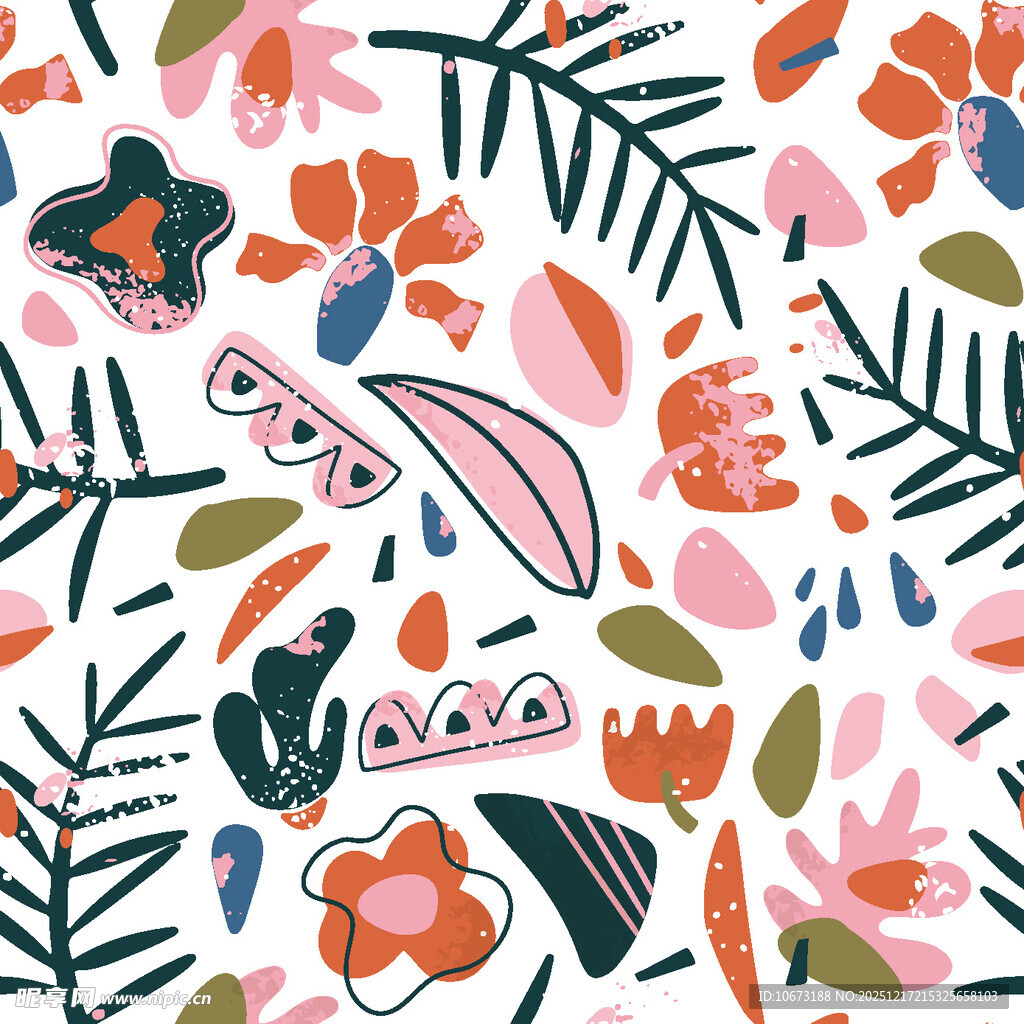 多彩手绘花卉植物图案