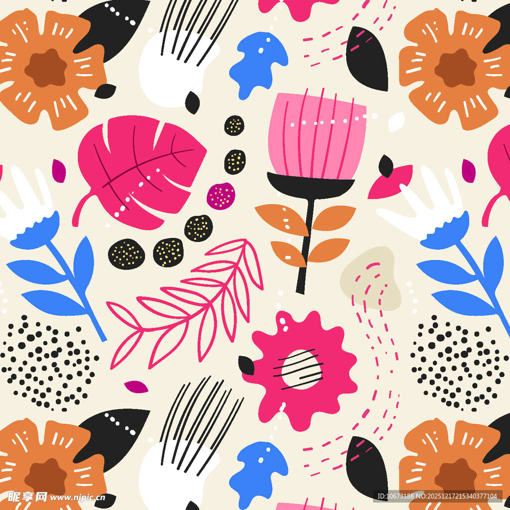 多彩花卉图案背景纹理