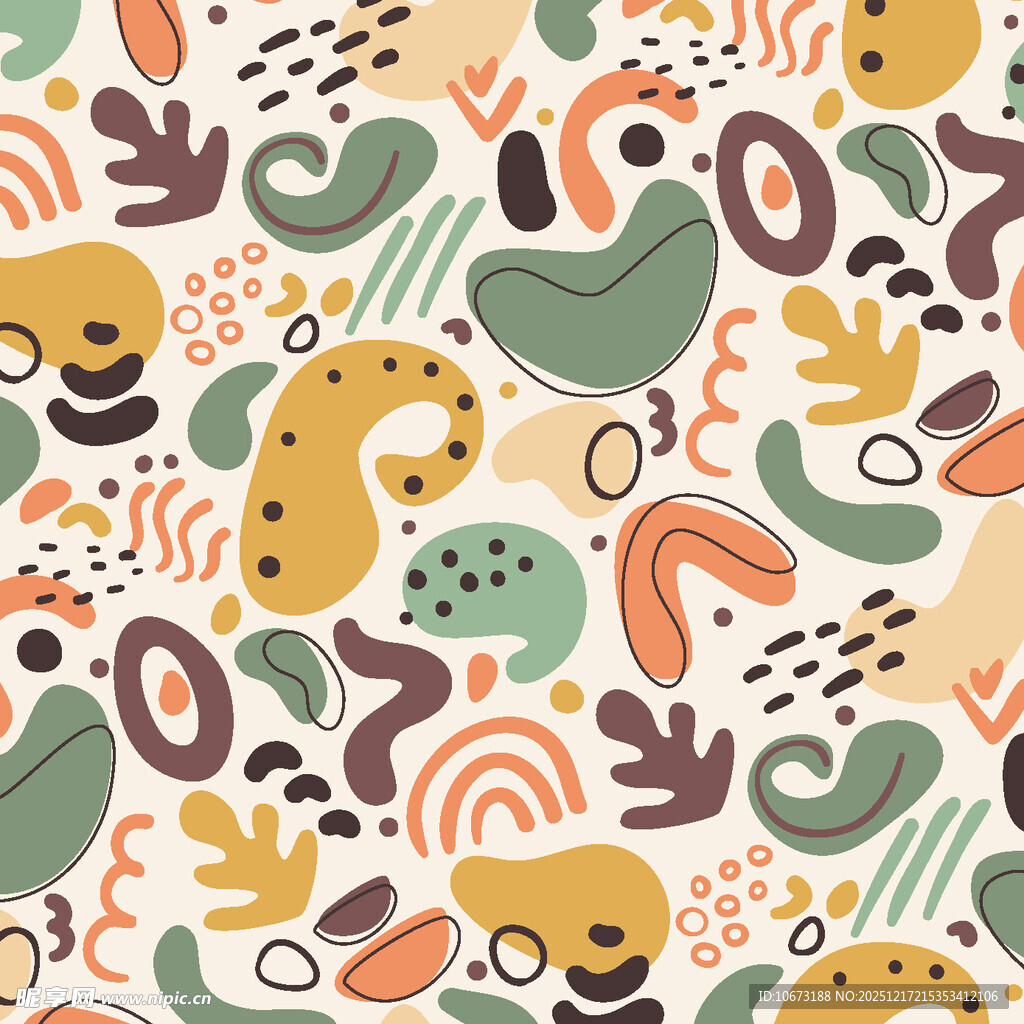 多彩手绘风植物图案背景