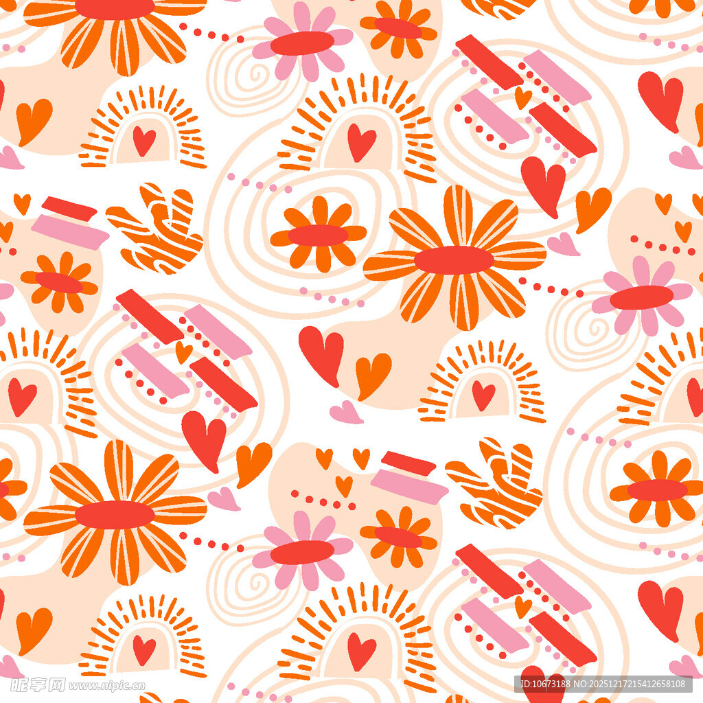 花卉爱心卡通图案背景