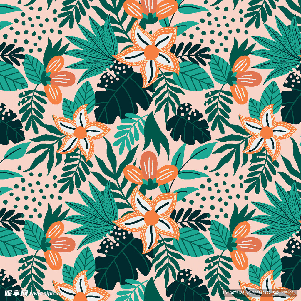 热带植物花卉图案背景