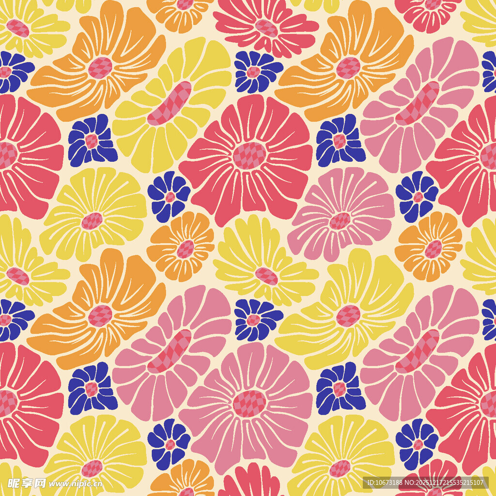 多彩花卉图案纹理背景