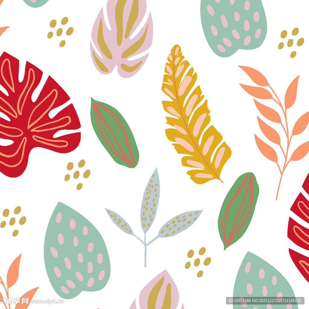 多彩植物叶片图案设计