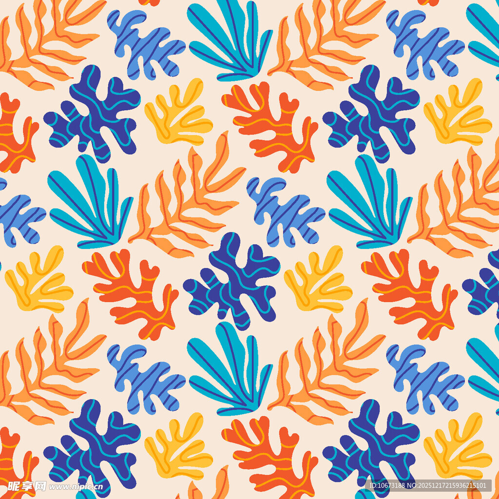 多彩花叶图案背景