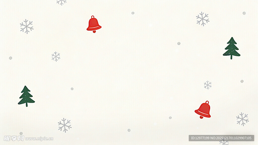 圣诞雪花铃铛树木背景图