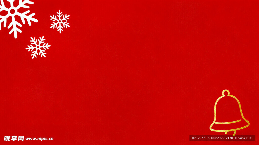 红色圣诞背景与铃铛雪花