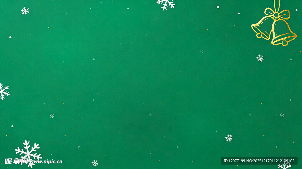 绿色圣诞背景 雪花铃铛