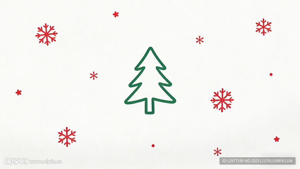 简约圣诞松树雪花图案