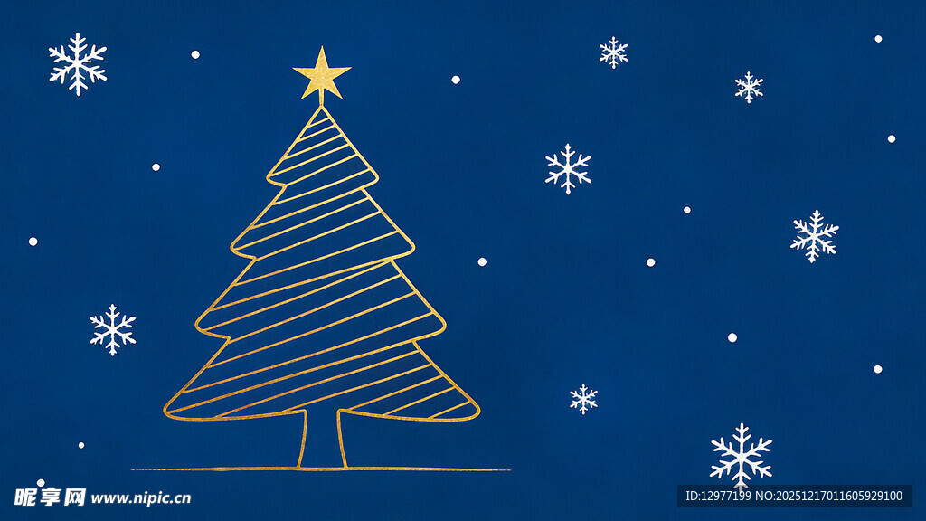 金色线条圣诞树背景图