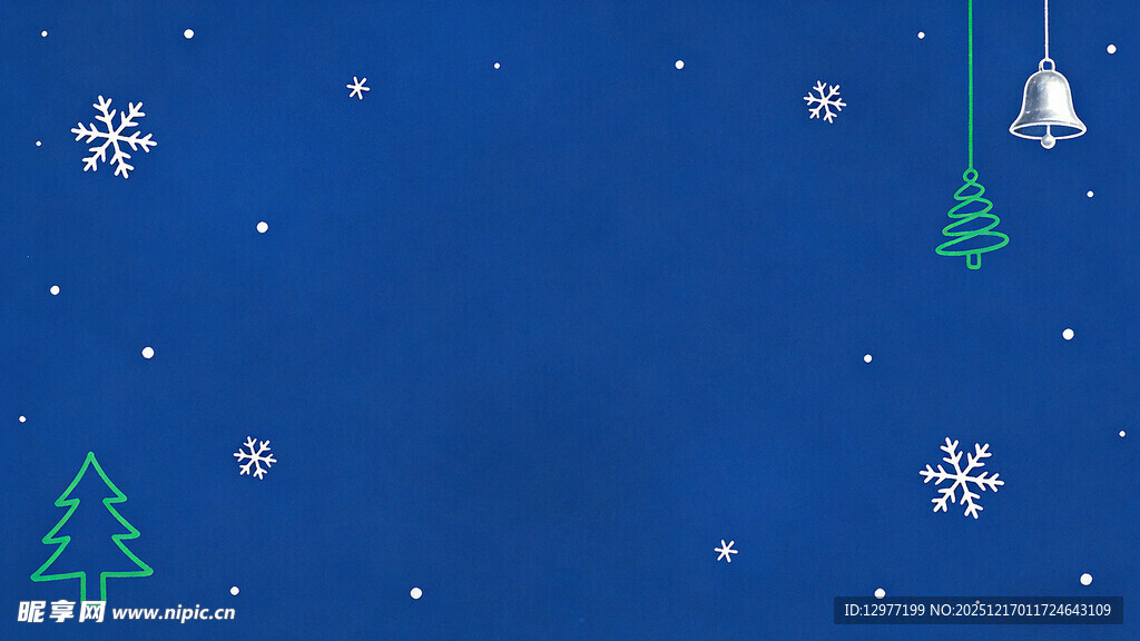 蓝色圣诞夜雪花装饰背景