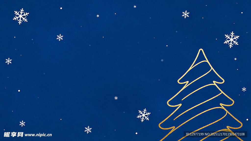 蓝色背景的简约圣诞树