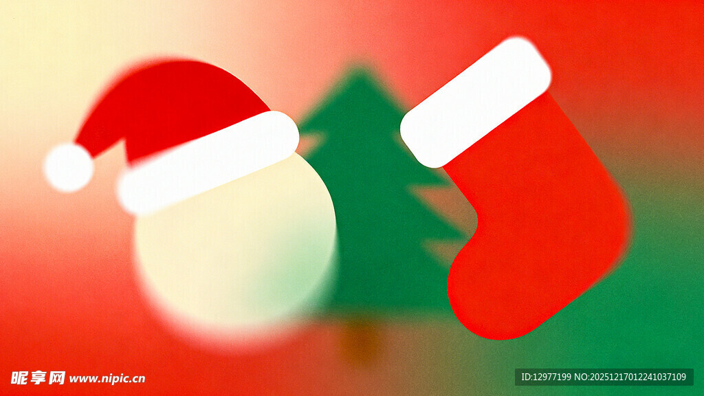 圣诞帽与圣诞袜装饰