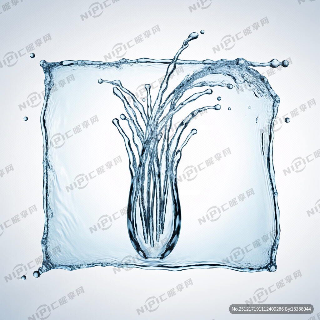 水形成的水稻形状 白色背景