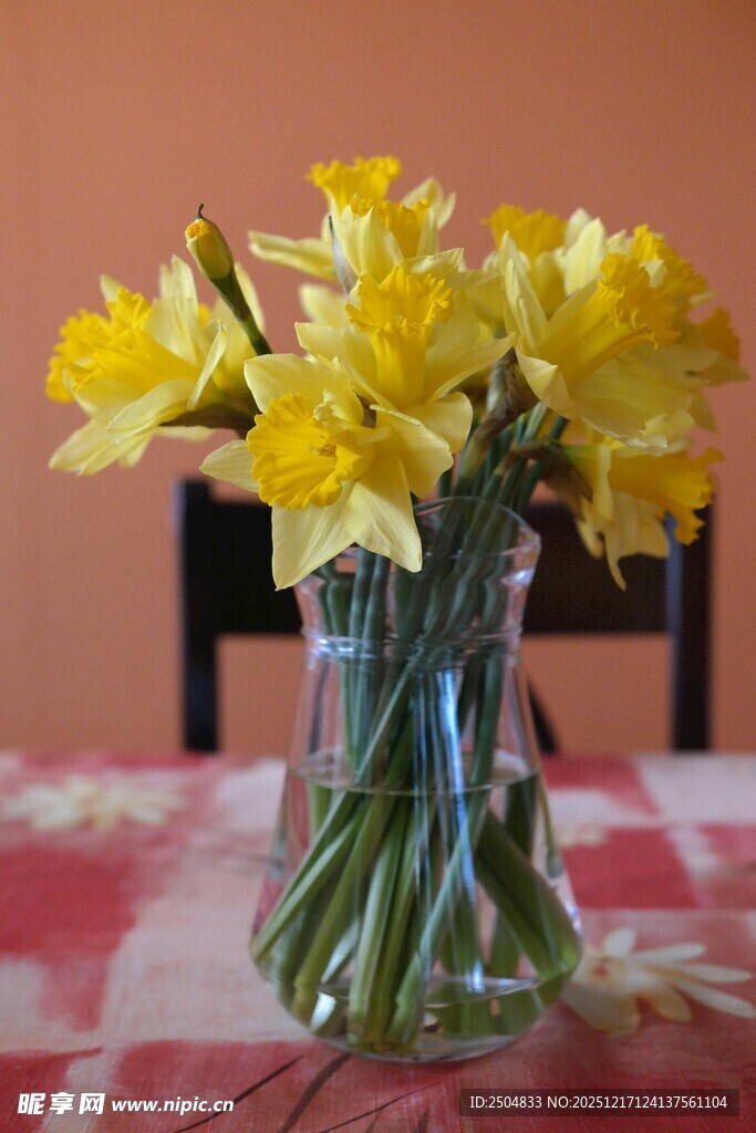 花瓶中的黄色水仙