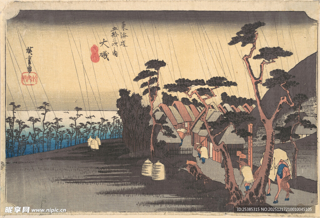 日本传统场景人物绘画