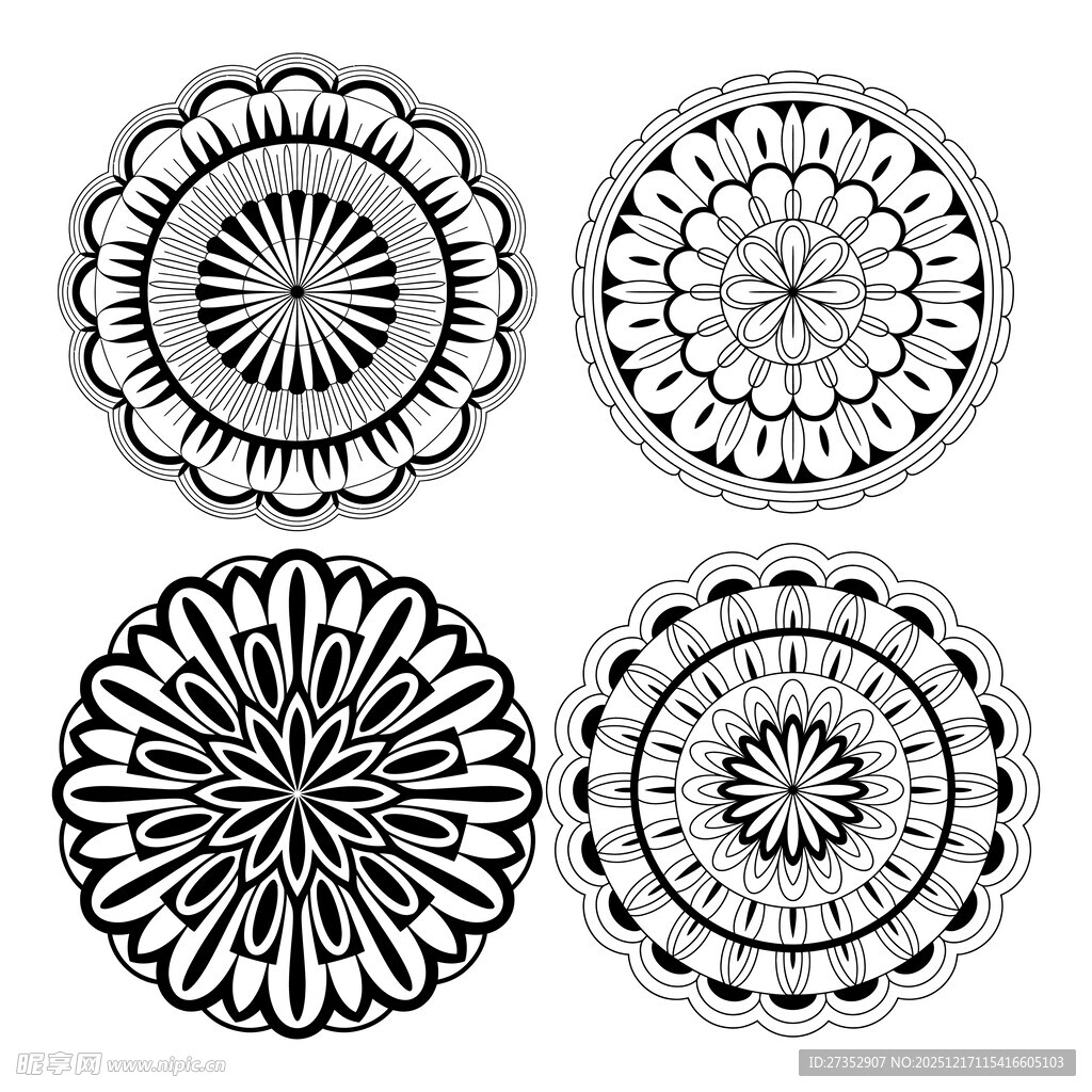 复古圆形花纹图案