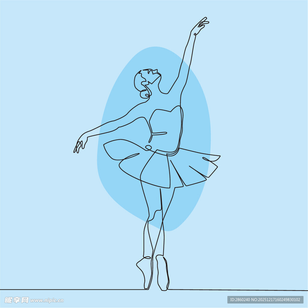 优雅芭蕾舞者线条插画