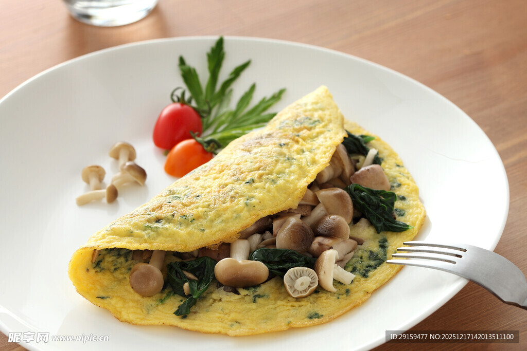 美味蘑菇菠菜蛋饼