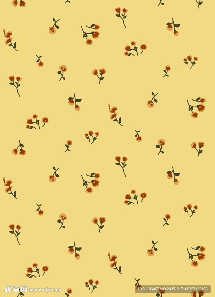黄色背景小花图案纹理