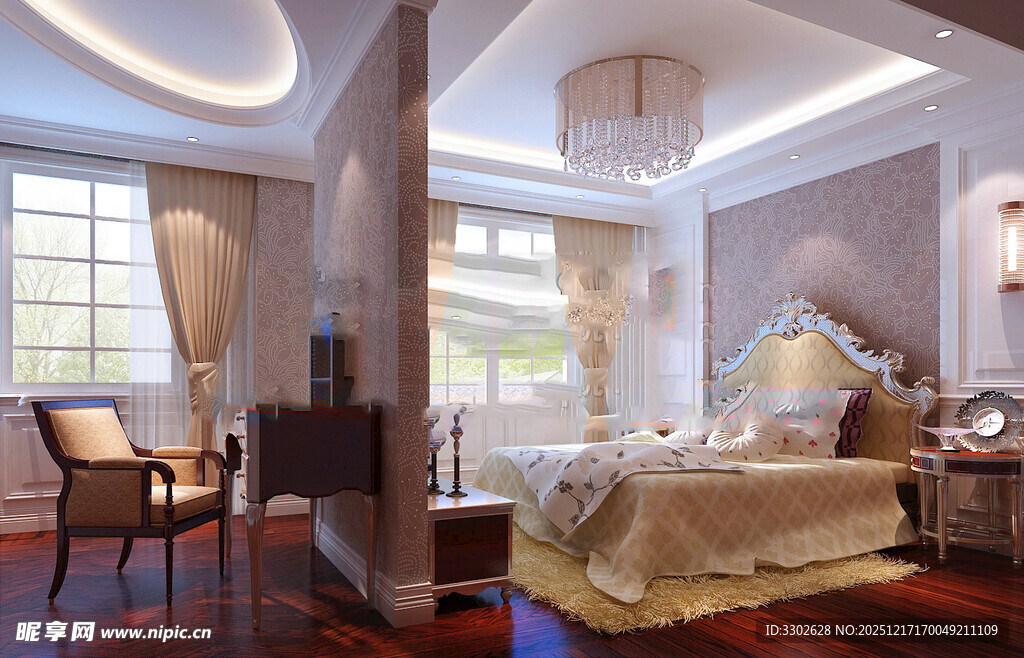 豪华卧室室内优雅场景