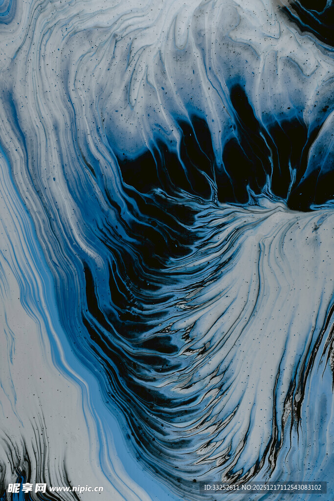蓝白流体艺术纹理图案
