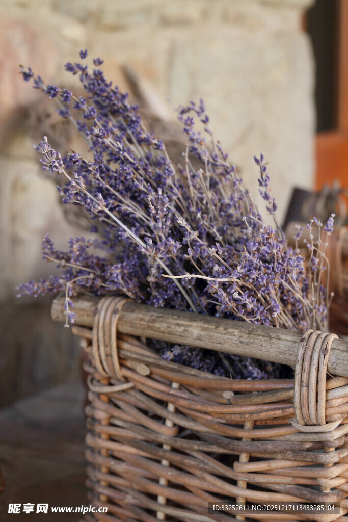 篮子里的紫色薰衣草