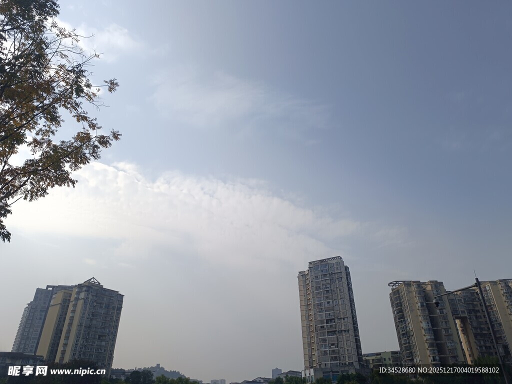 城市高楼与晴朗天空