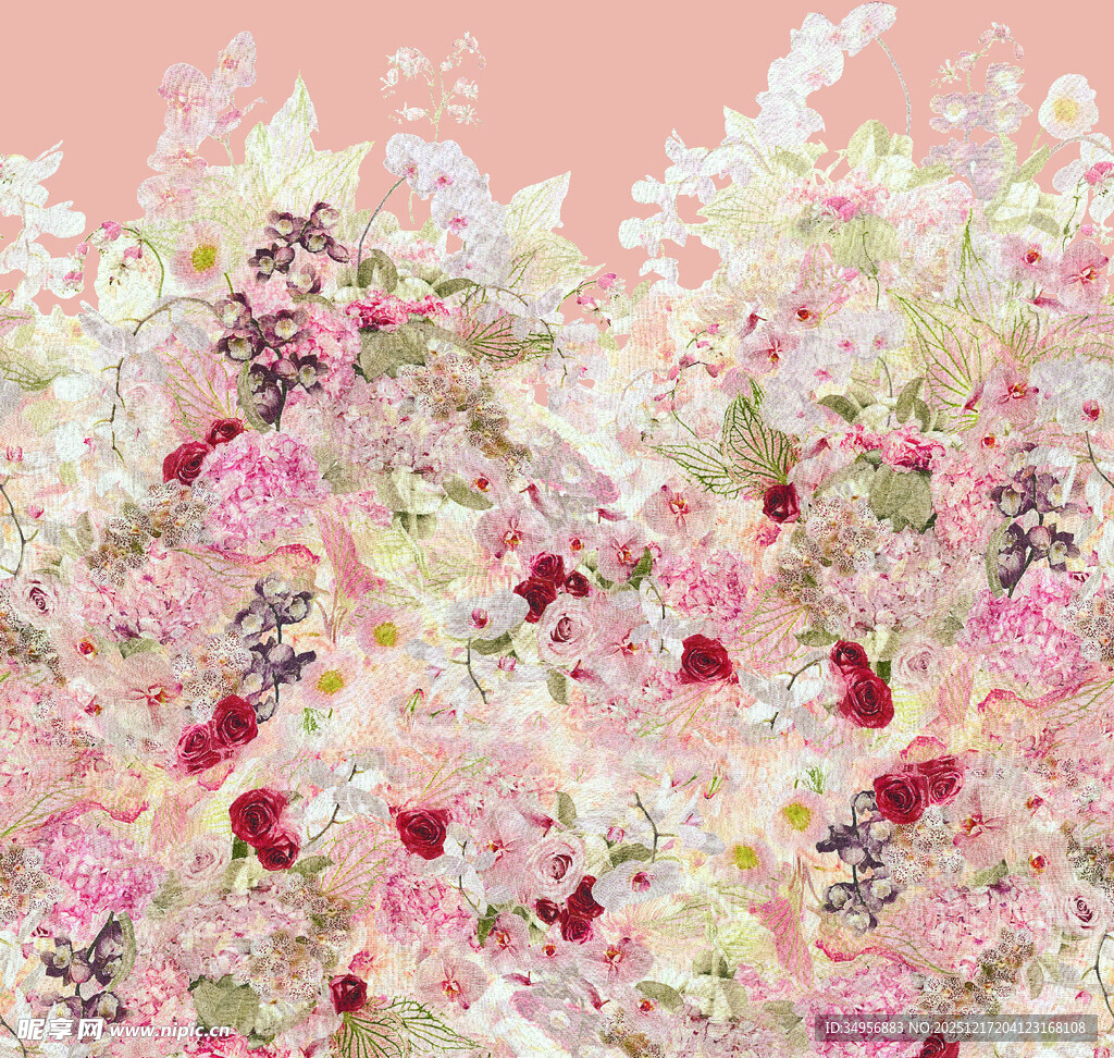 梦幻缤纷花卉图案背景