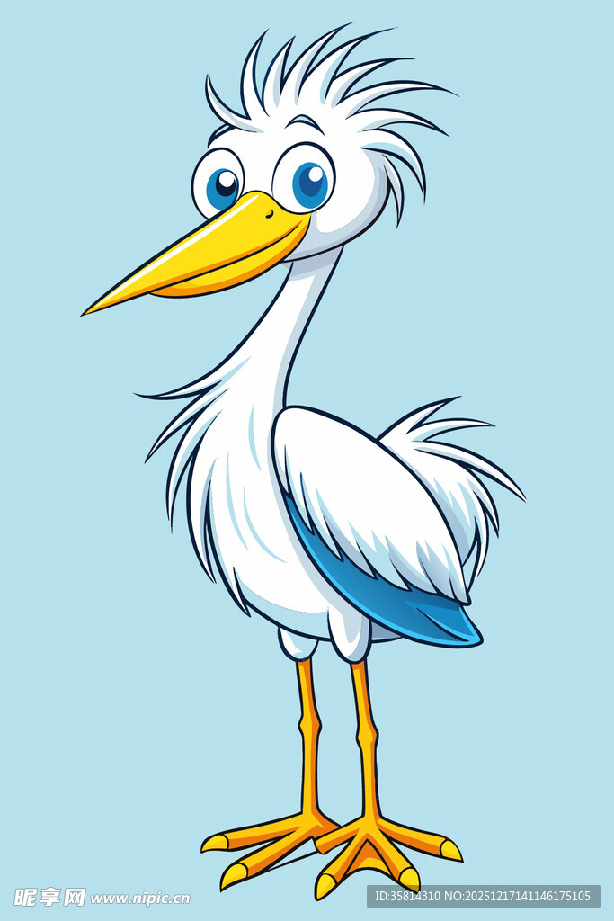 可爱卡通白鹭形象