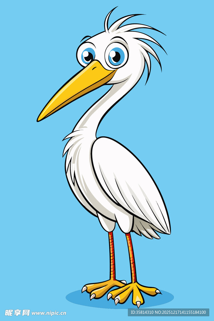 卡通白鹳站立形象