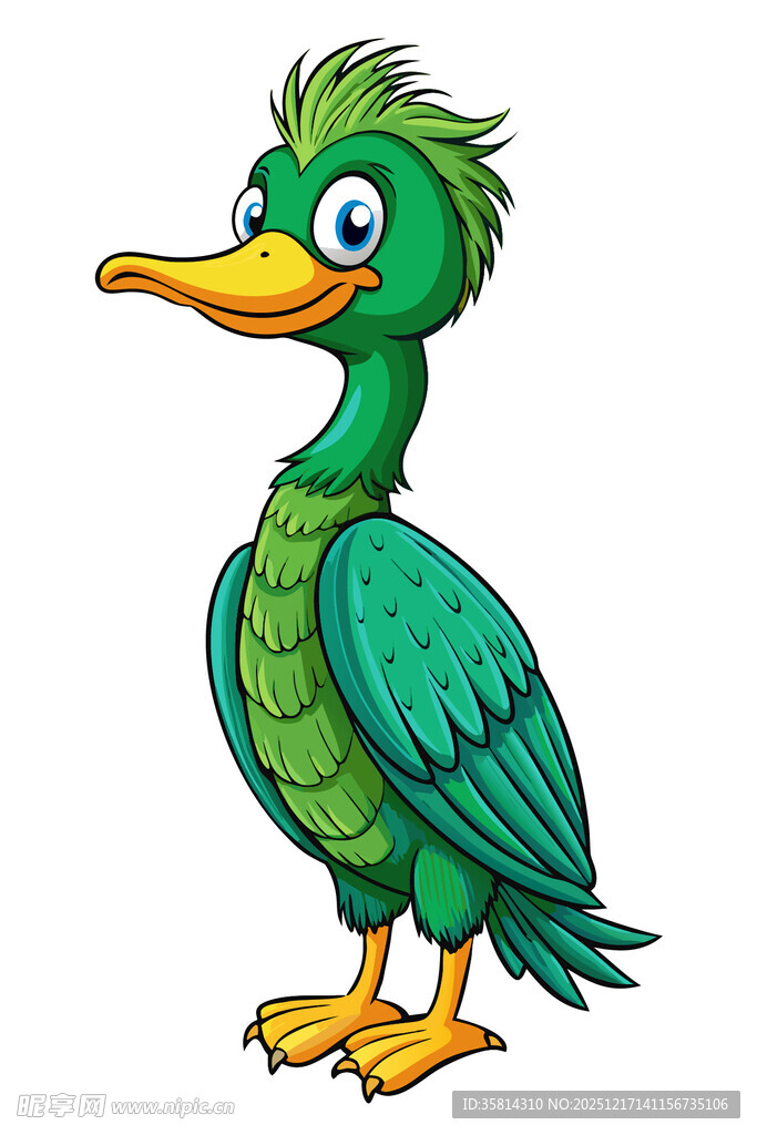 绿色卡通鸟形象设计
