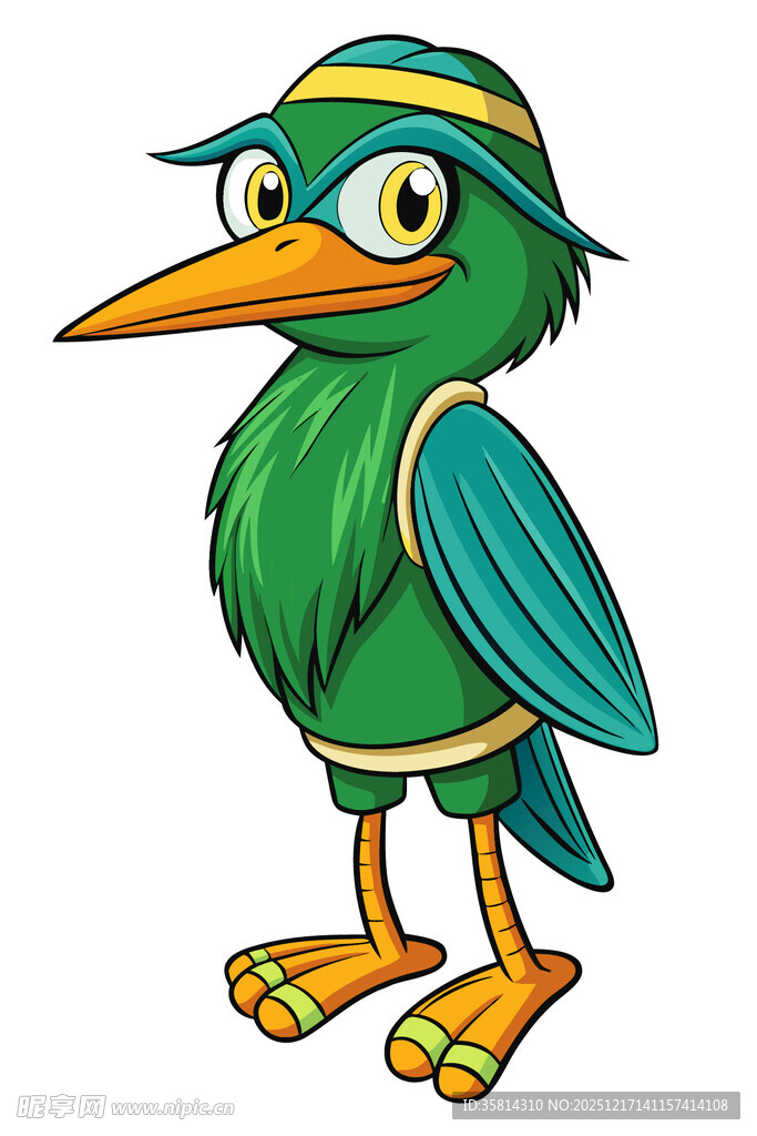 可爱绿鸟卡通形象