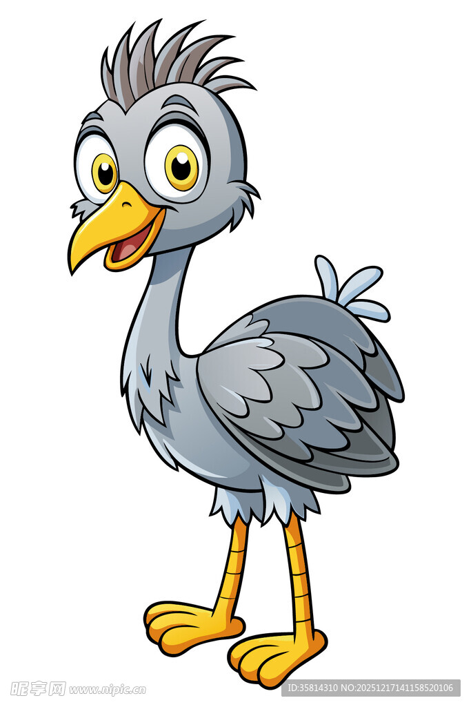 可爱卡通灰鸟站立形象