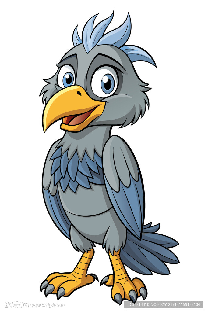 可爱灰羽卡通小鸟