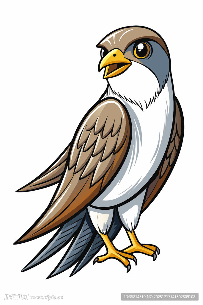 站立的卡通小鸟