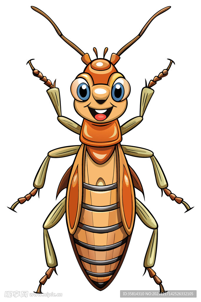 可爱条纹甲虫卡通形象