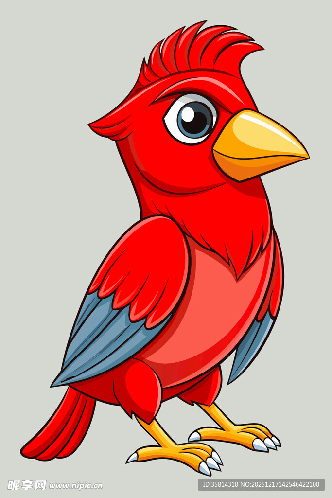 红色卡通鹦鹉形象展示